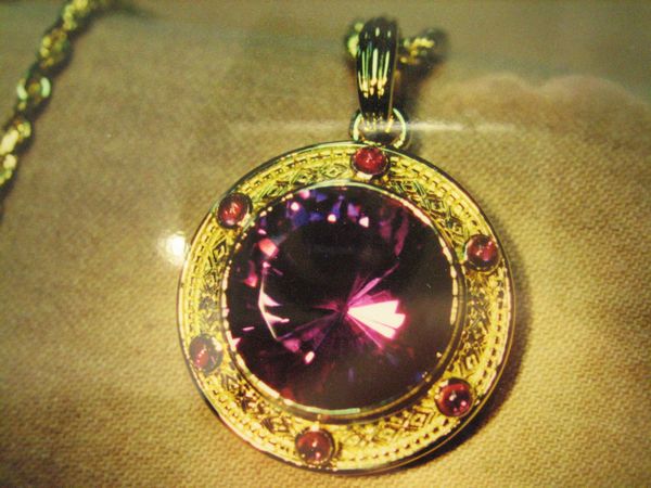 Amethyst and Tourmaline and Gold Pendant