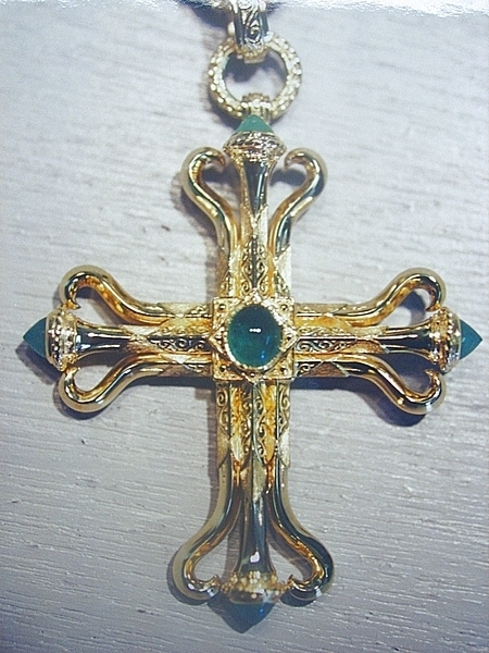 18K Gold and Emerald Cross