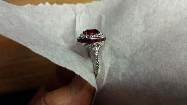 Platinum ruby and diamond do ring